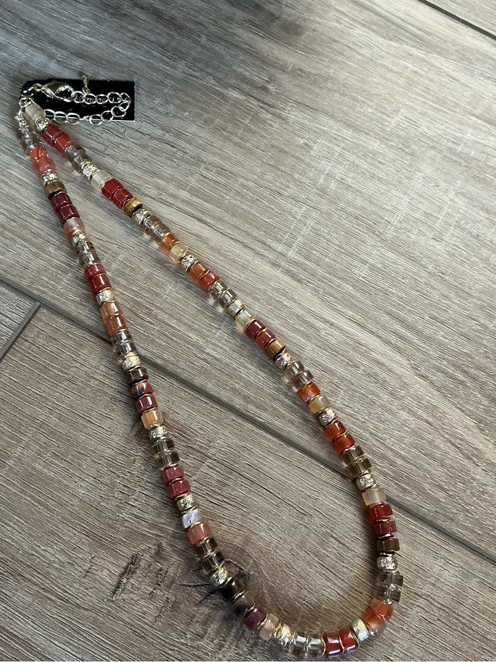 Multicolored Bead & Stone Women's Necklace With Gold Accent Spacers